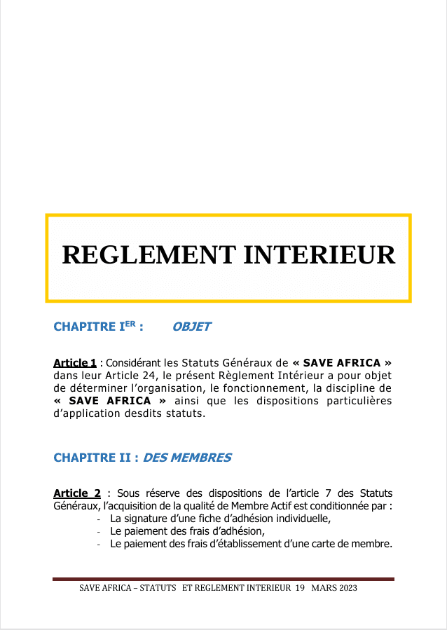 Règlement Intérieur de l’Association